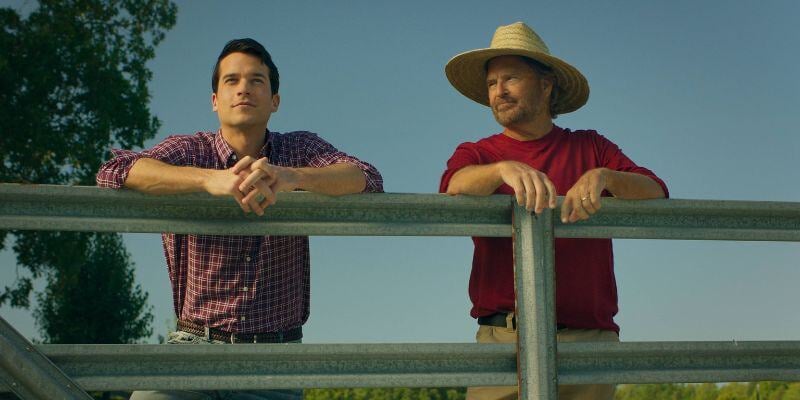 wade and ed in farm at fence the engagement plan